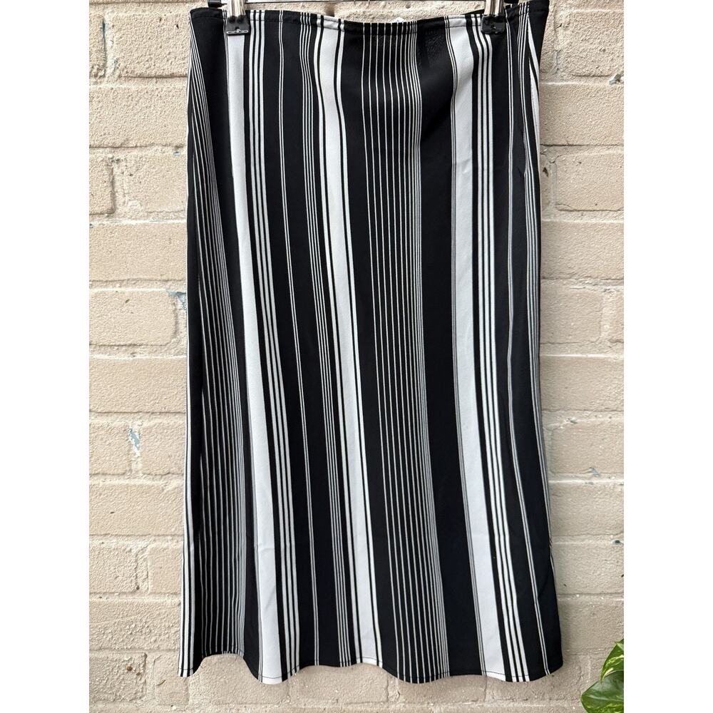 Vintage 90s Tracy Evans Striped Vertical Skirt Women Sz Md Elastic Waist